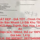 ĐẤT ĐẸP - GIÁ TỐT - Chính Chủ Cần Bán Nhanh Lô Đất Khu TĐC IDICO Hựu Thạnh, Đức Hòa, Long An